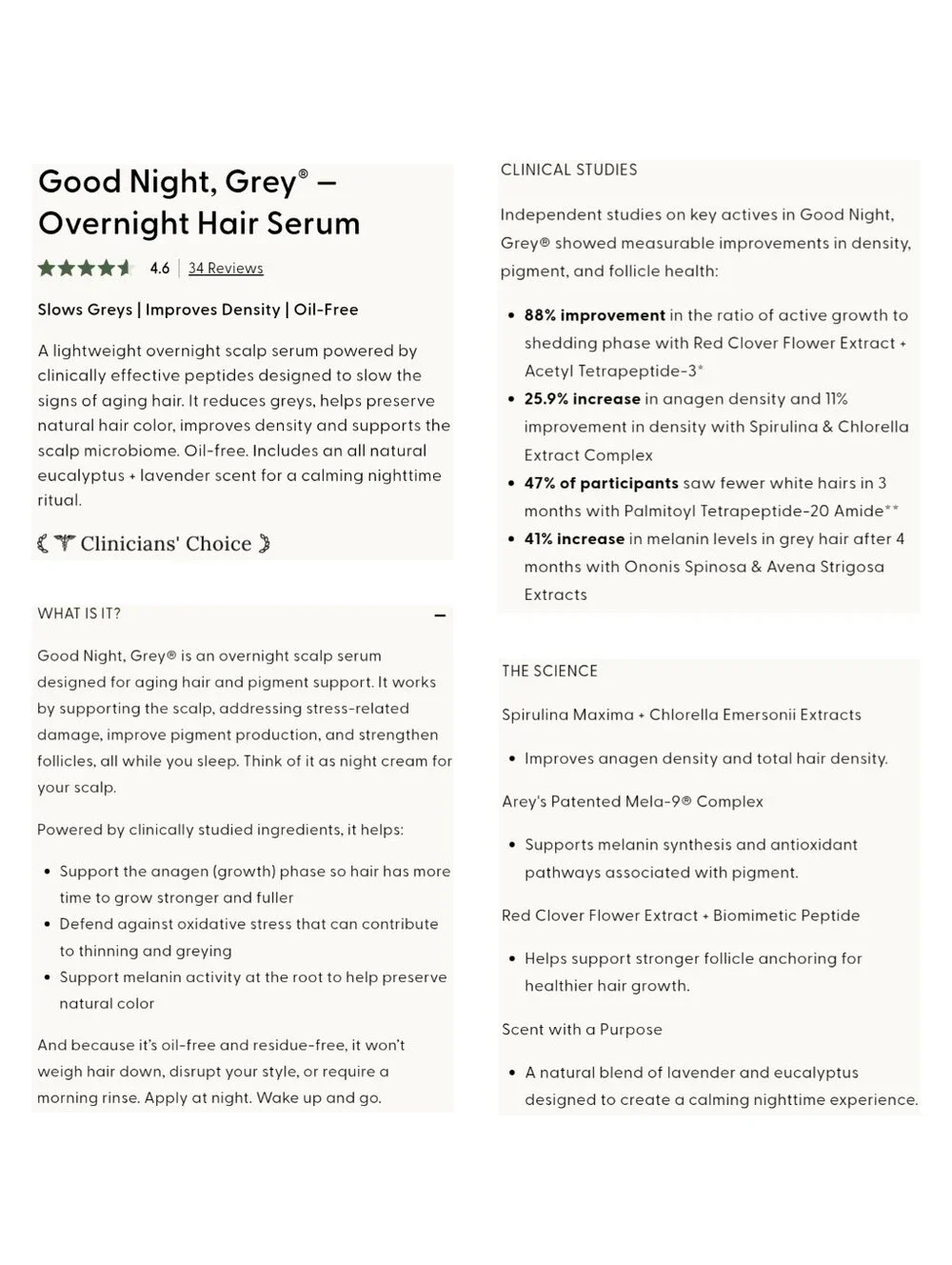 AREY Good Night, Grey Overnight Hair Serum